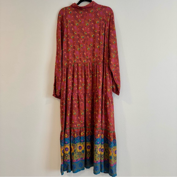 Natural Life Tiered Maxi Dress Floral Long Sleeve Boho XL - Picture 2 of 8